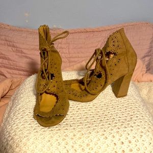 Tan laced heels